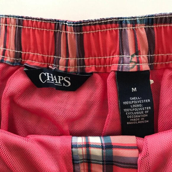 Vintage Ralph Lauren Chaps Swim Suit Trunks Mens Size M Buffalo Check Plaid Red - Picture 12 of 12